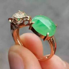 雅翠缘  冰种满绿戒指翡翠戒指 完美 裸石尺寸9×7.8×4mm 秒杀价 超值
