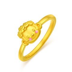 黄金戒指3D硬金生肖猴萌公主GJ00123 14 约1.6克-约1.7克