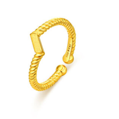 黄金足金戒指扭臂一字戒女款F001668 约3.6克