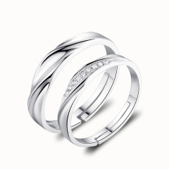 2017年新款纯银戒指男女情侣戒指开口活口可调节银戒指女饰品 对戒