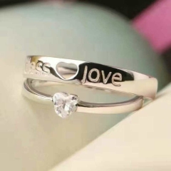 S925银情侣戒指男女简约韩版刻字创意结婚对戒礼物
