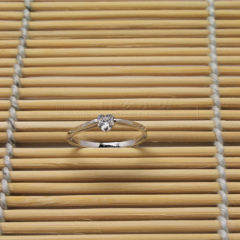 珠宝街  银饰戒指 S925纯银戒指 简单款式 单颗爱心戒指 一心一意 17号 女款