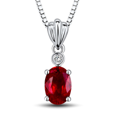 珠宝街 0.5克拉天然红宝石项链吊坠 白色18K金钻石镶彩色宝石 0.5克拉 白18K金镶嵌 红宝石