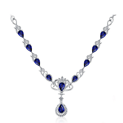 珠宝街  5.21克拉斯里兰卡天然蓝宝石颈链 18K金彩色宝石镶嵌项链 5.21克拉