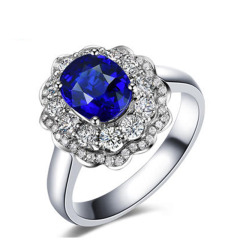 珠宝街  蓝宝石彩色宝石镶钻石戒指