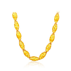 珠宝街  黄金项链 999足金橄榄珠男女士项链 时尚休闲金项链  约45cm 约 8.86克