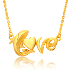 珠宝街 黄金项链套链黄金吊坠含链黄金套链 LOVE海豚恋曲金项链女款 长约45厘米 约6.87-6.