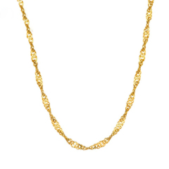 六福珠宝 足金百搭水波纹链黄金项链 计价 45cm-4.64克(含工费139元) 约4.64g