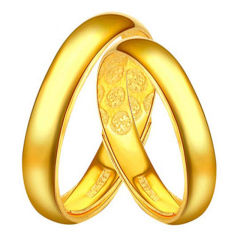 珠宝街 黄金戒指 结婚情侣 足金活口单只对戒H爱相依 KLRM018233 约4.6-4.8g
