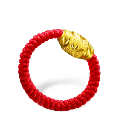 珠宝街 金戒指男女本命年红绳首饰黄金路路通珠宝 金重 约0.11g