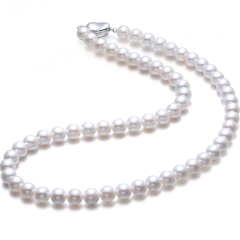 珠宝街 日本akoya海水珍珠项链 高品质 正圆 镜面光 送爱人送妈妈礼物  偏瘦