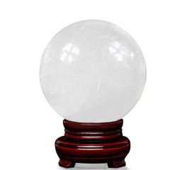 珠宝街  天然白色水晶球摆件 白方解石水晶球摆件 冰洲石球居家风水摆件饰品 精选直径10cm