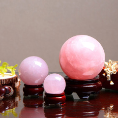 珠宝街  粉水晶球摆件工艺品家居客厅装饰品巴西原石打磨 约直径4.5cm重0.15kg