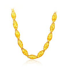 珠宝街  黄金项链 全橄榄珠项链 圆珠圆筒金项链子男女款 14.16g 约46cm 约14.16g