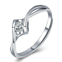 珠宝街 925银戒指女开口可调节款指环首饰品 开口调节 女款