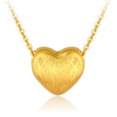珠宝街 黄金3D硬金爱心黄金吊坠女转运珠手链一款两戴  约0.87-0.97克