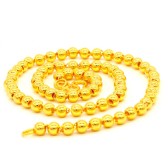 珠宝街 黄金项链男士款足金999 简约光珠圆珠链佛珠金链子 长约45CM 约13.83g