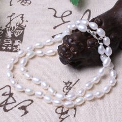 美林珍珠  白色淡水珍珠 6-7mm  珍珠项链