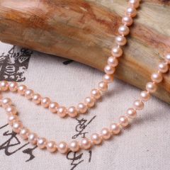 美林珍珠 粉色正圆高光无暇 6mm 珍珠项链