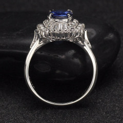 沃晶的世界\绝美豪华斯里兰卡蓝宝戒指，pt900铂金镶嵌，完美无瑕  7800