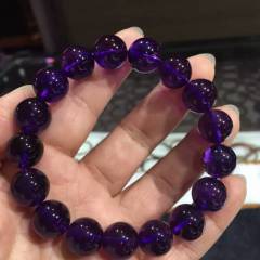 春美水晶   极品乌拉圭紫水晶手链 特价 颜色中紫 晶体超级好 通透迷人 浓郁的紫色 爱的守护石