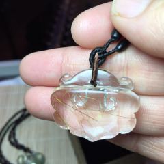 虹润珠宝商行  天然发晶水晶吊坠如意锁吊坠，做工精细晶体干净通透