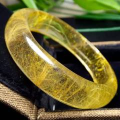 晶之灵水晶  天然发晶手镯（内径54mm）发丝金黄，晶体通透，发晶是招财辟邪保平安旺事业的圣品，