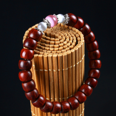 印度老料小叶紫檀木佛珠手链 DIY原创设计念珠苹果圆桶珠女款手串