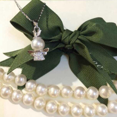 辰轩珠宝 精美珍珠项链 白色小天使 纯银 珠子8-9mm正圆无瑕