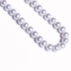嘉和珠宝 饱满馒头圆珍珠项链 强光表皮光滑无瑕 9-10mm 925银扣