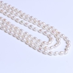 康福珠宝 米形珍珠三环链 5-6mm