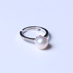林氏珠宝小姐 精美珍珠戒指  银戒指无暇 圆珠 淡水珠