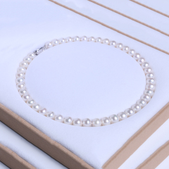 唯珍珠宝 精美珍珠项链 规格9-10 近圆无暇强光淡水珠