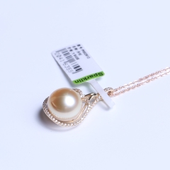 晓燕珠宝  珍珠吊坠 14K金（13mm）金色海珠挂件