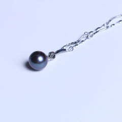 晓燕珠宝  珍珠吊坠 10毫米正圆无暇淡水黑色挂件