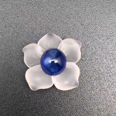 斯里兰卡蓝宝石光面圆形 胸针 重量2.39ct