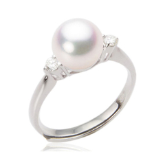 经典简约款 淡水珍珠戒指 925银戒圈 大小可调节 珍珠戒指
