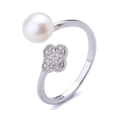 淡水珍珠戒指四叶草戒指尚指环
