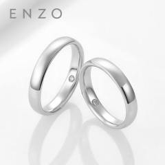 enzo珠宝 商场同款99对戒18K玫瑰金钻石情侣对戒 玫瑰K金 女士9-15号 H/白 1分钻