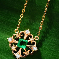 enzo珠宝 王室 18K黄金祖母绿项链 镂空天然彩宝钻石镶嵌经典链坠 链长三档可调：约41、43、