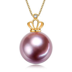 珍珠鸟珠宝 超大16-17mmG18K高品质爱迪生珍珠吊坠送女友 紫色 约11-12mm