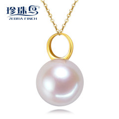珍珠鸟珠宝 超大14-15mm天淡水珍珠吊坠项链正圆强光配18K金然 白色 约14-15mm
