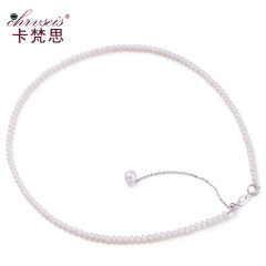 Chrvseis珍珠3-4mm迷你小细珍珠项链圆形女锁骨链淡水生日礼物 白色系 约3-3.5mm 约