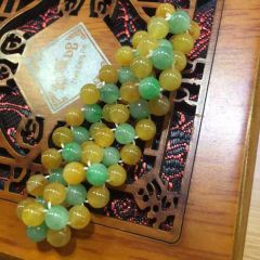 黄加绿翡翠手珠链