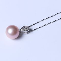 群明珠宝行 时尚饰品 精美珍珠吊坠 爱迪生珍珠吊坠925银 13.5mm