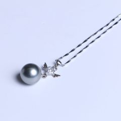 惠丰珠宝行 精美珍珠吊坠 11.5-12mm 银扣黑色海珠