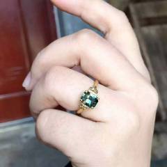 爱佳珠宝    黄蓝绿相间蓝宝石  戒指