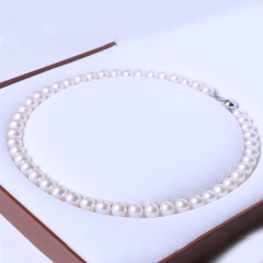 苏情珠宝行 精美时尚珍珠项链 正圆淡水珍珠项链 9-10mm 45cm