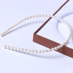 苏情珠宝行 精美时尚珍珠发饰品发箍 米形珍珠发箍 5-6mm