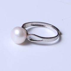 苏情珠宝行 精美时尚珍珠戒指 简约款淡水珍珠银戒指 8-9mm